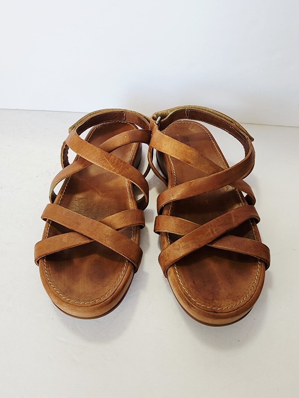 Jil Sander Brown Leather Crisscross Strap Sandals Size 39 - Picture 3 of 7